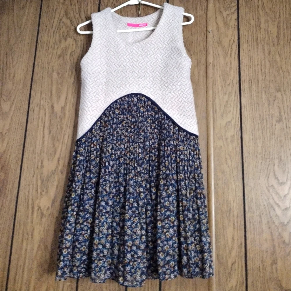 pinkyotto Dress Sleeveless Knit Bodice Pleated Floral Skirt - Picture 1 of 6